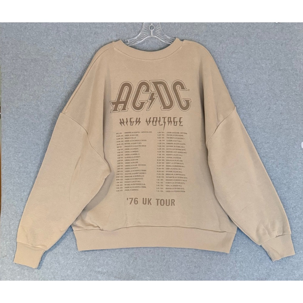 NEW Grayson Threads AC/DC High Voltage Sweatshirt Mens XXL Beige 76 UK Tour NWT